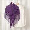 Spring New Women's Autumn and Winter Knitted Fringed Triangle Scarf Travel Cheongsam Shawl Outer Top Scarf Dual-purpose