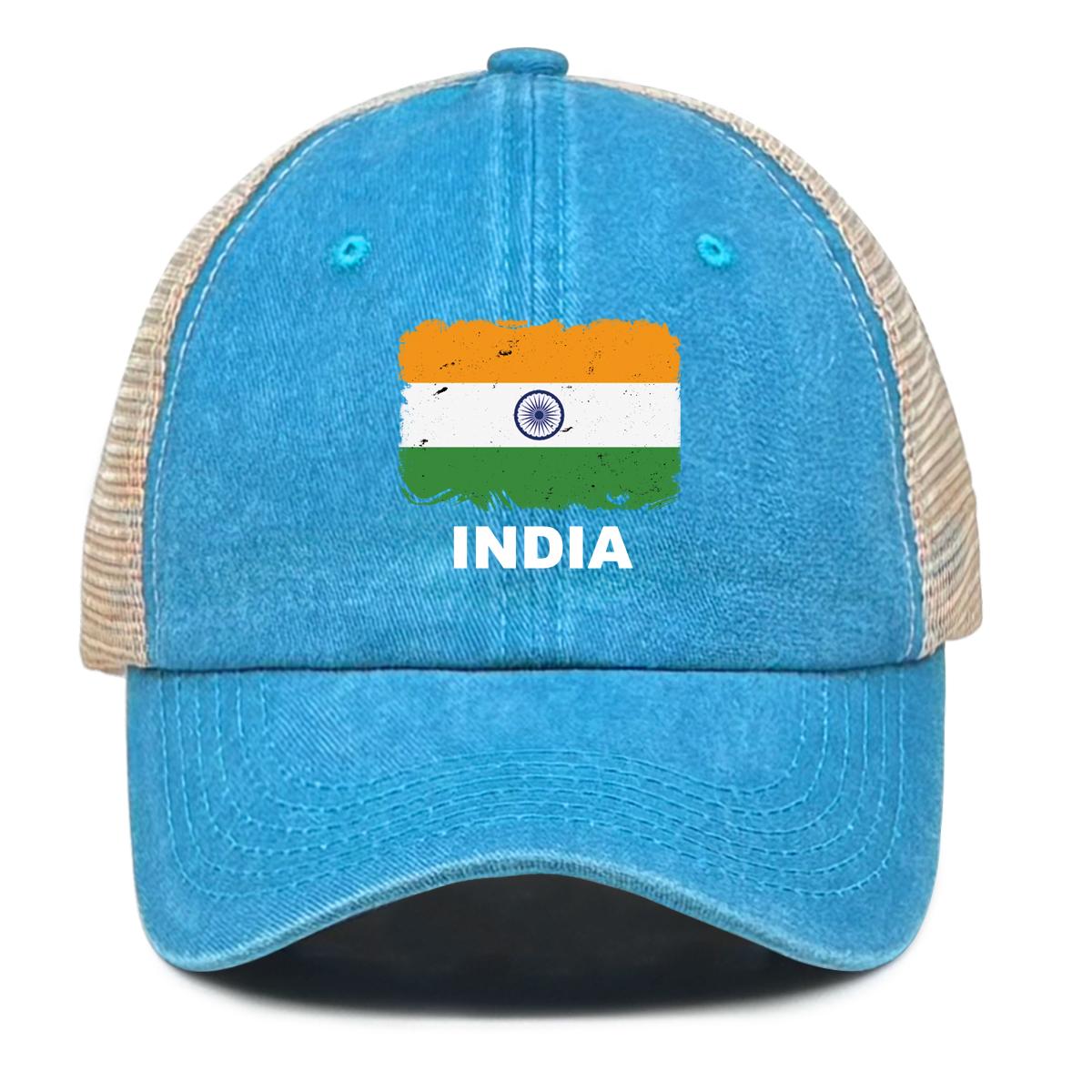 INDIA Flags Print Snapback Mesh Cap Snapback Cap Breathable Sporting Adjustable Baseball Hat Perfect For Urban Style синий