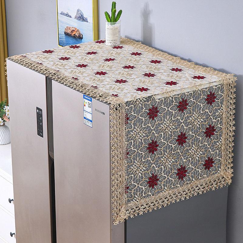 Rural Lace Embroidered Refrigerator Towel Single and Double Door Refrigerator Dust Cover Washing Machines Often Use Covers