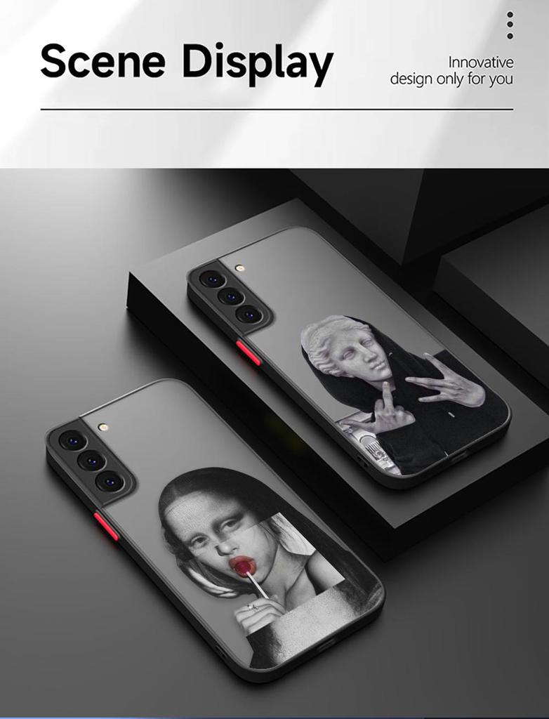 Vintage Classic Art Mona Lisa Shockproof Matte Phone Case For Samsung Galaxy S22 Ultra S21 S20 FE S10 S9 S8 S10E Plus 5G Cover