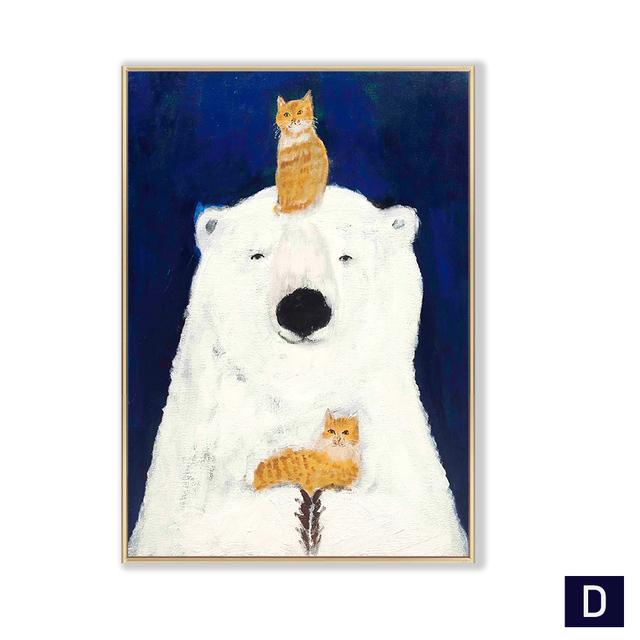 Japanese Cute Cat Posters Funny Prints Canvas Painting Cartoon Bear Nursery Wall Picture Baby Kid's Bedroom Home Decoration