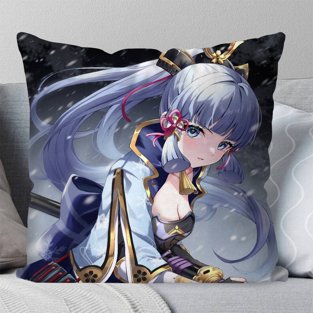Kamisato Ayaka Anime Spiel Genshin Impact Kissenbezug Mode Quadratischer Kissenbezug Schlafzimmer Sofa Raum Ins Dekoration Freizeit