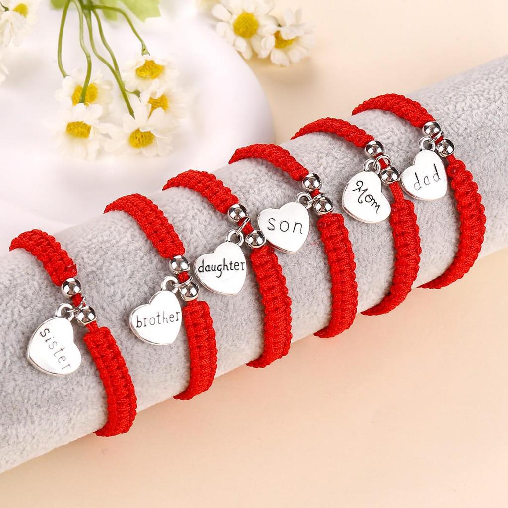 Håndvevde røde tauarmbånd for søsken og mødre - Ideell morsdagsgave