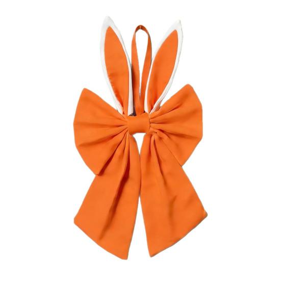 Easter Bow for Wreath Holiday Fabric Decorative Bow with Bunny Ear for Spring Summer Front Door Wall Window Indoor Outdoor Home Decor