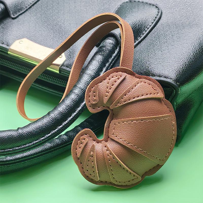 Креативный кожаный PU брелок-подвеска в виде круассана