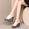 2025 Fashion Summer New Arrival Leopard Print Wedge Strappy Sandals Women's Sensual Glossy Fashion Trendy Shoes