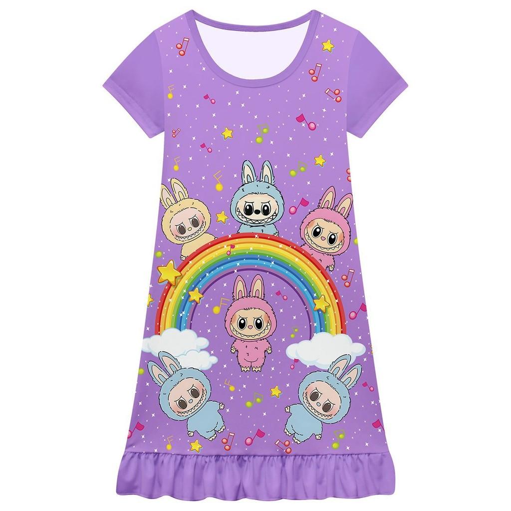 

Детское Платье для Девочек Аниме Мультфильм Эльф Монстр Принт Короткий Рукав Повседневное Платье Костюмы для Хэллоуина Косплей 140cm фиолетовый