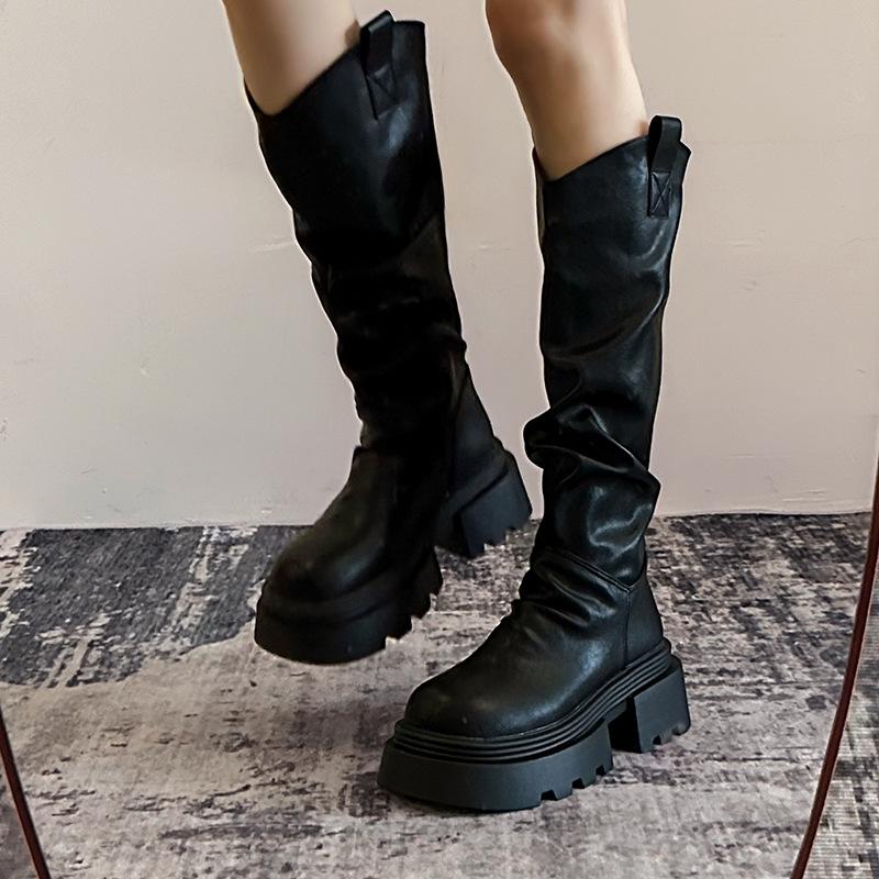 

Stylish, simple and versatile, handsome and trendy Martin boots for women s autumn and winter new small height-increasing round head short boots 40 чёрный