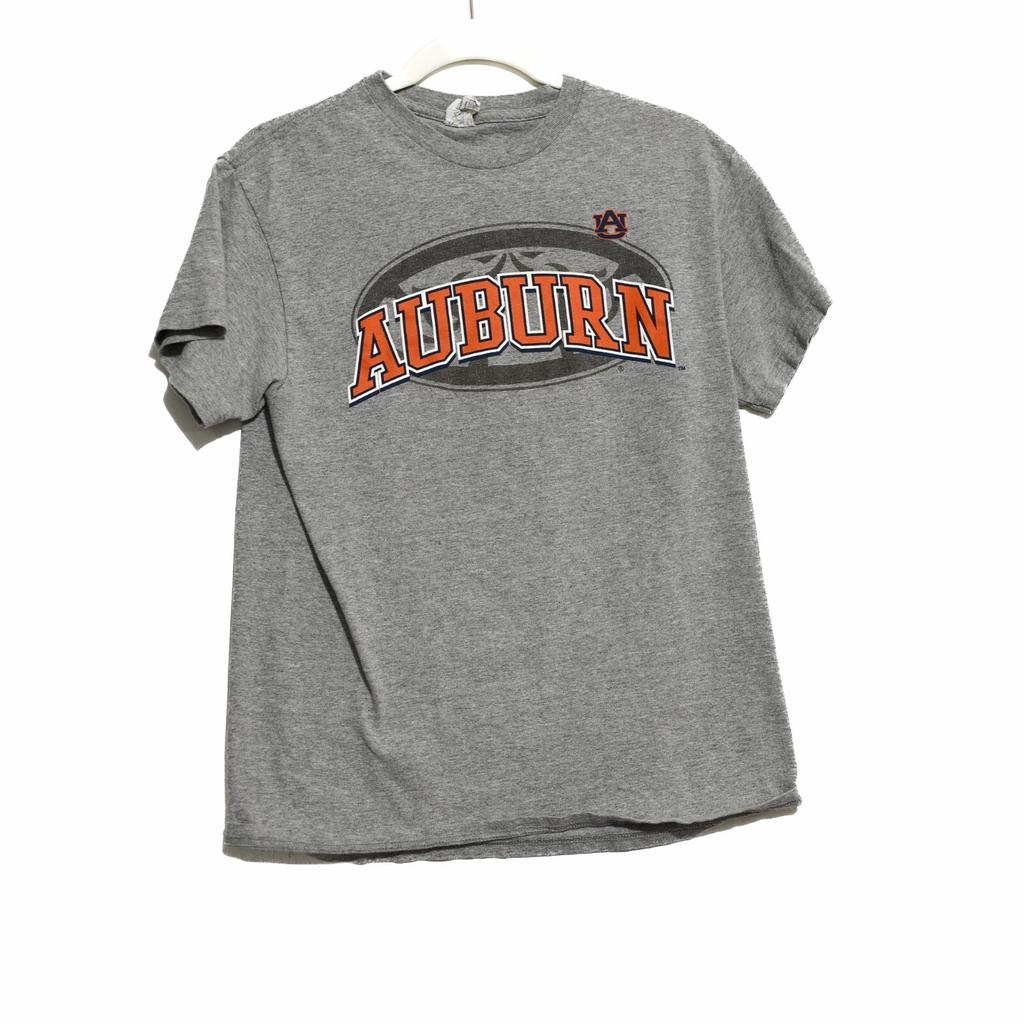 Auburn University Mens Gray Orange T-Shirt Short Sleeve Cotton Printed Size M