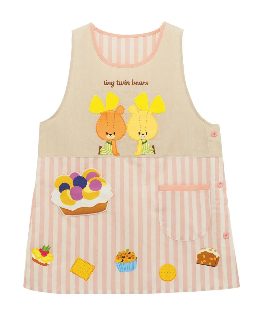 ON NISHIKI Lulu Roro Apron for Nursery Teachers, Women's, Adult, Embroidered Appliqué, Side Buttons, Quick-Drying, Wrinkle-Resistant, Character