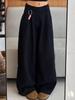 Women's Big American Style Black Wide-Leg Jeans, Autumn/Winter Pear Shape, Floor-Length, Loose Fit