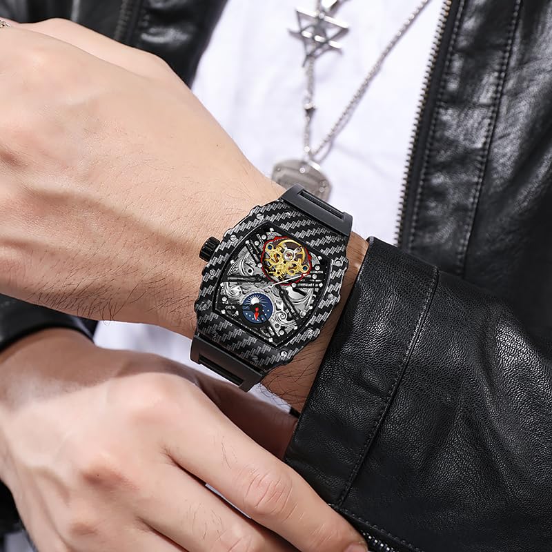 Luxusní Módní Tourbillon Hodinky Pánské Luxusní Skeleton Hodinky pro Muže Náramkové Hodinky Pánské Hodiny Nové Dárky pro muže