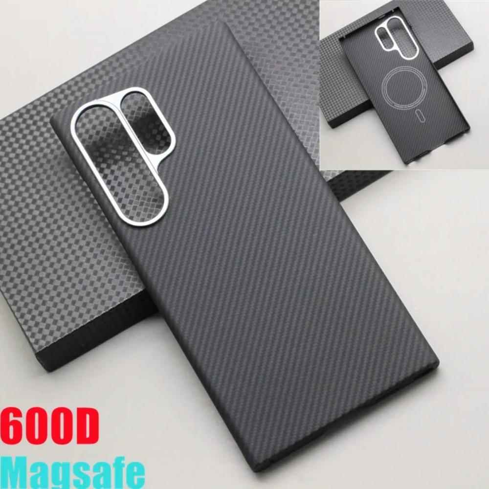 Luxury Carbon Fiber Phone Case for Samsung Galaxy S24 Ultra 600D Ultra-thin Aramid Fiber Cases S24 Ultra Magsafe Cover