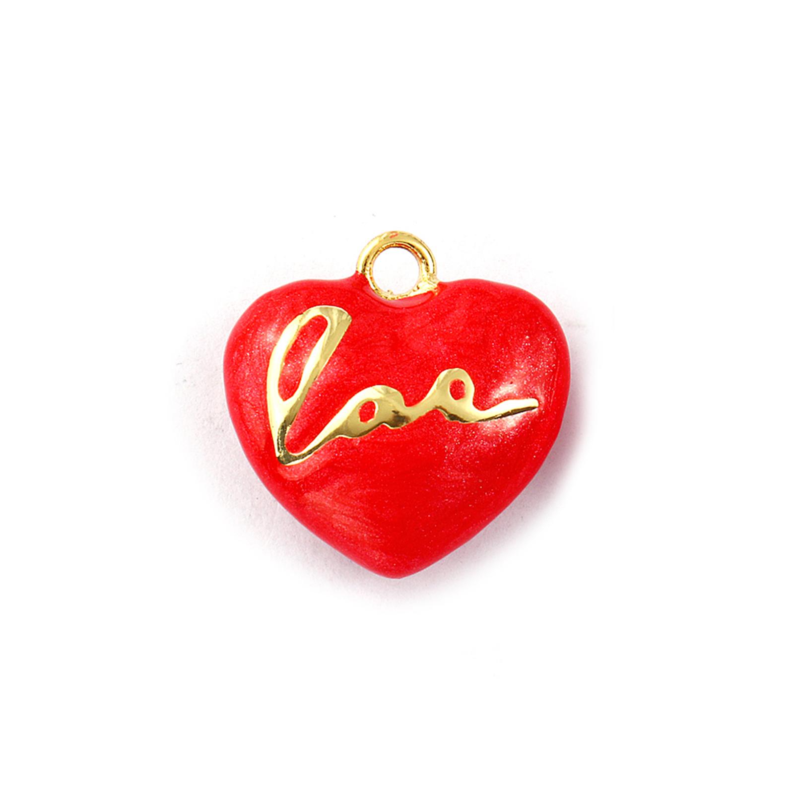 

Doreen Box 2pcs Brass Charms 18k Gold Plated Enamel Heart Message Love Pearlized Pendants For Diy Necklace 21mm X 21mm