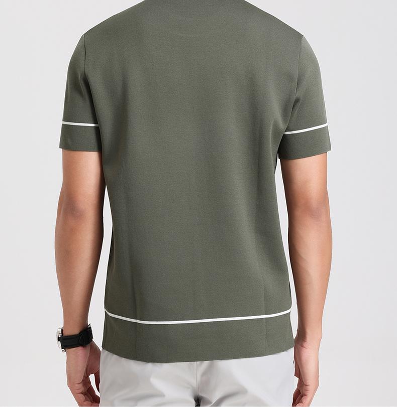 [Containing Mulberry Silk] Langdeng Men's Refreshing, Smooth, Breathable and Elastic Four Seasons Short Sleeve Round Neck Knitted Shirt