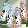1PC Dalmatian Dog Puppy Pattern 750ml Color Plastic Sports Water Bottle Leakproof Flip Straw Lid Suitable for Sports Office Home Use