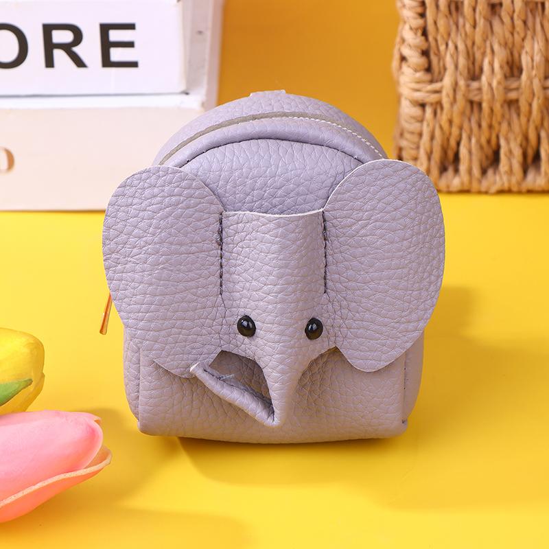 Pu Leather Elephant Money Bag Women Coin Purse With Key Ring Multifunctional Zipper Cartoon Storage Bags Key Case