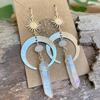 Handmade Metal Moon Star Statement Earrings For Ladies Summer Casual Wear