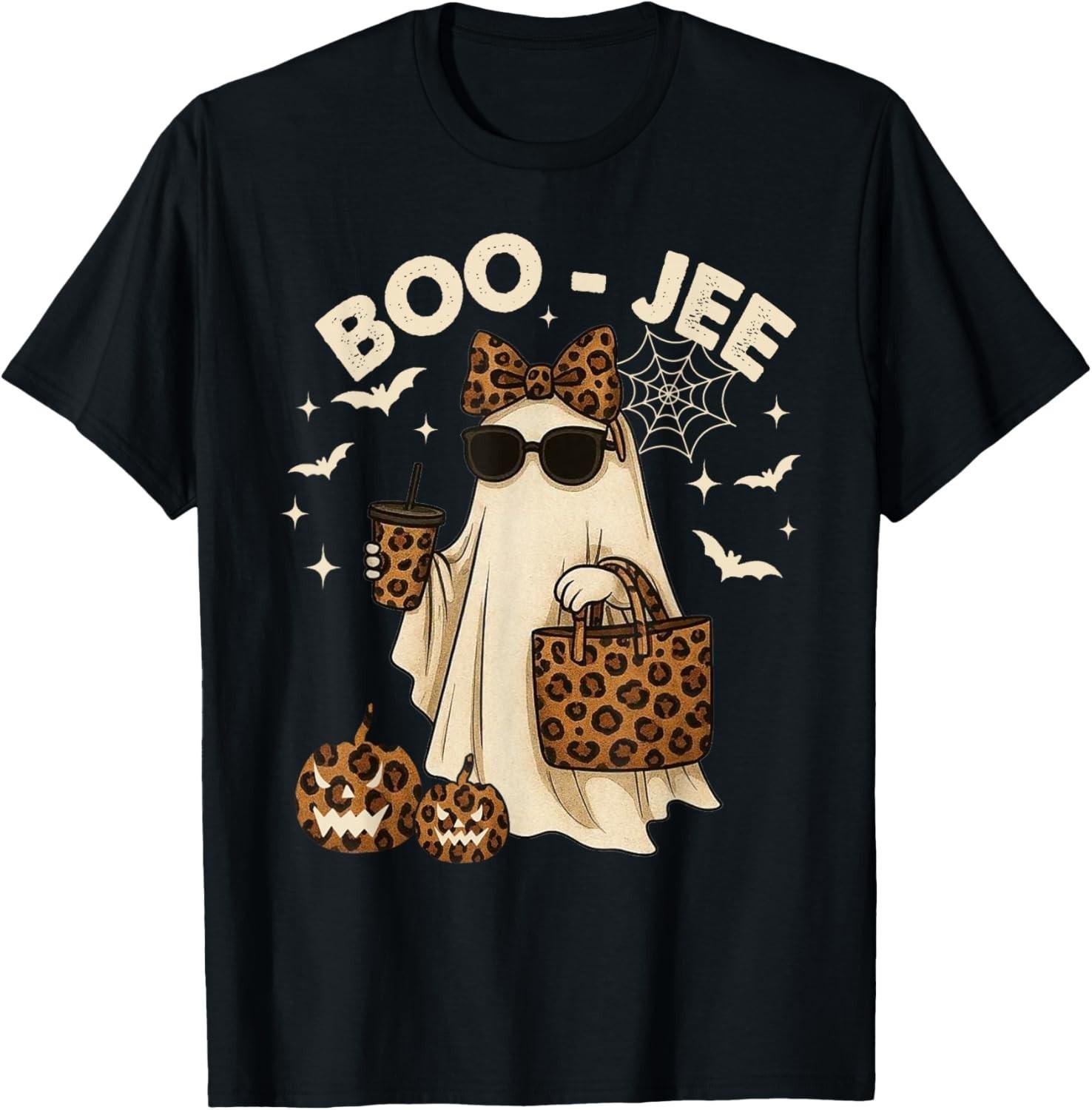 Coquette Leopard Ghost Coffee Boo JEE Halloween Boujee Ghost unisex T-Shirt Mens Womens Tees Top 2XL