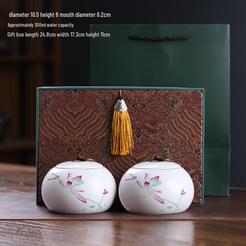 Ceramic Tea Caddy Souvenir: Small Moisture-Proof Jar for Pu-erh & White Tea, Ideal Gift with Logo