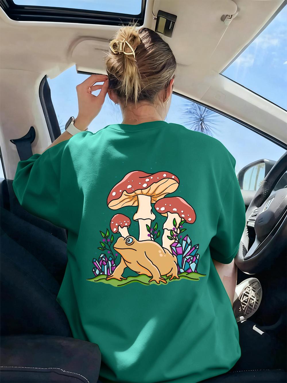 

Mushroom And Toad Printing TShirts Women Basics Loose Short Sleeve Tops Comfortable Soft T Shirts Summer ONeck Womans Clothes 4XL