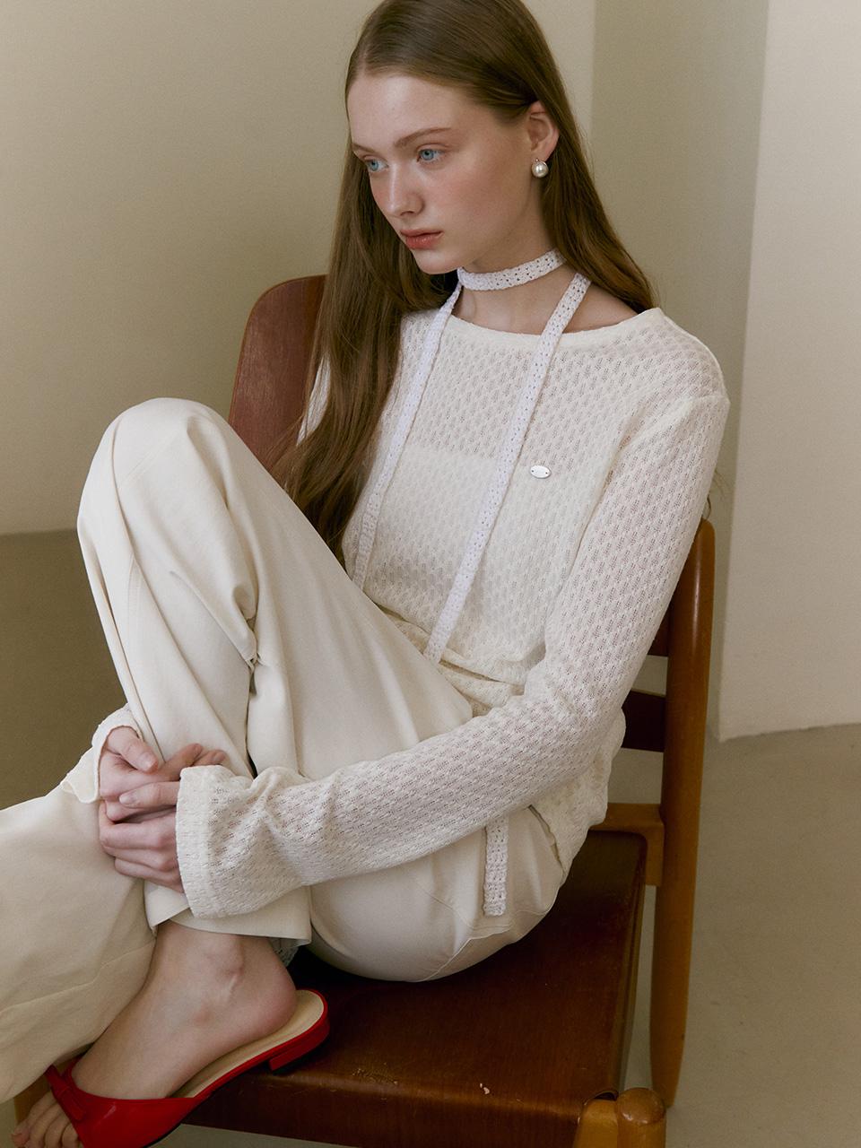 Mout String Punching T-Shirt (Sand Ivory) Sand Ivory/Free