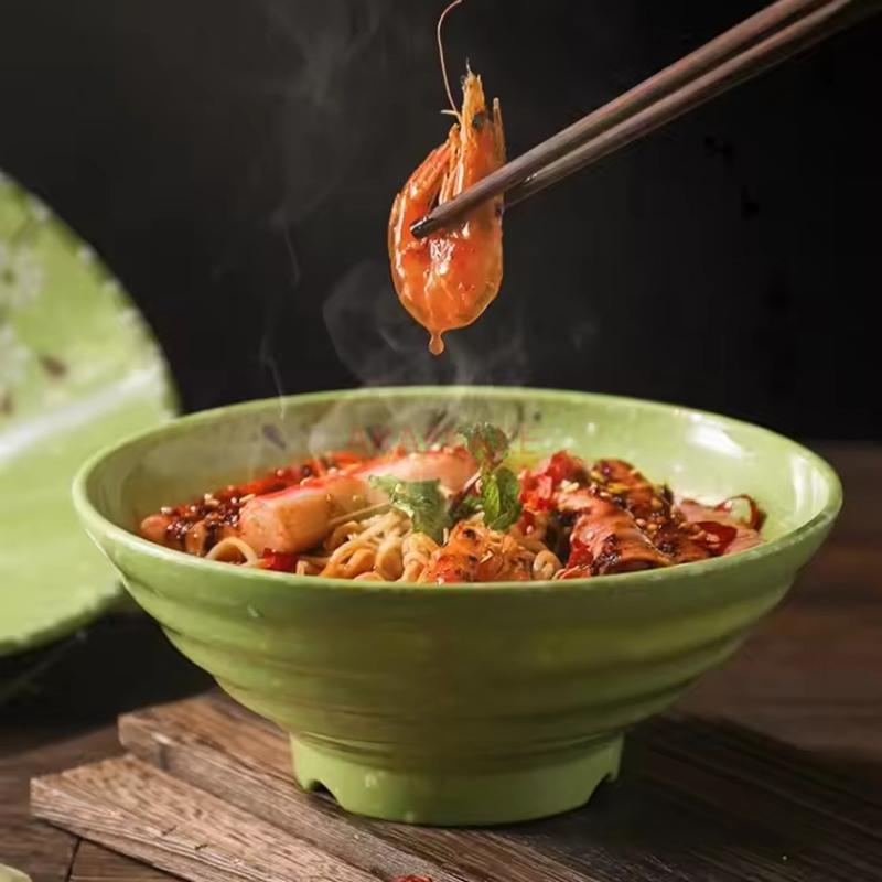 Break-Resistant Melamine Noodle Bowl Thickened Flower Large Bowl Soup Bowl Plastic Food Tableware 7/8/9 Inch