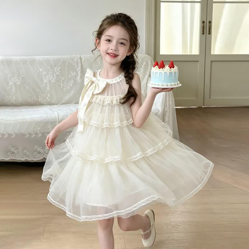 Girls  Sweet Halter Neck Bow Summer Dress 140