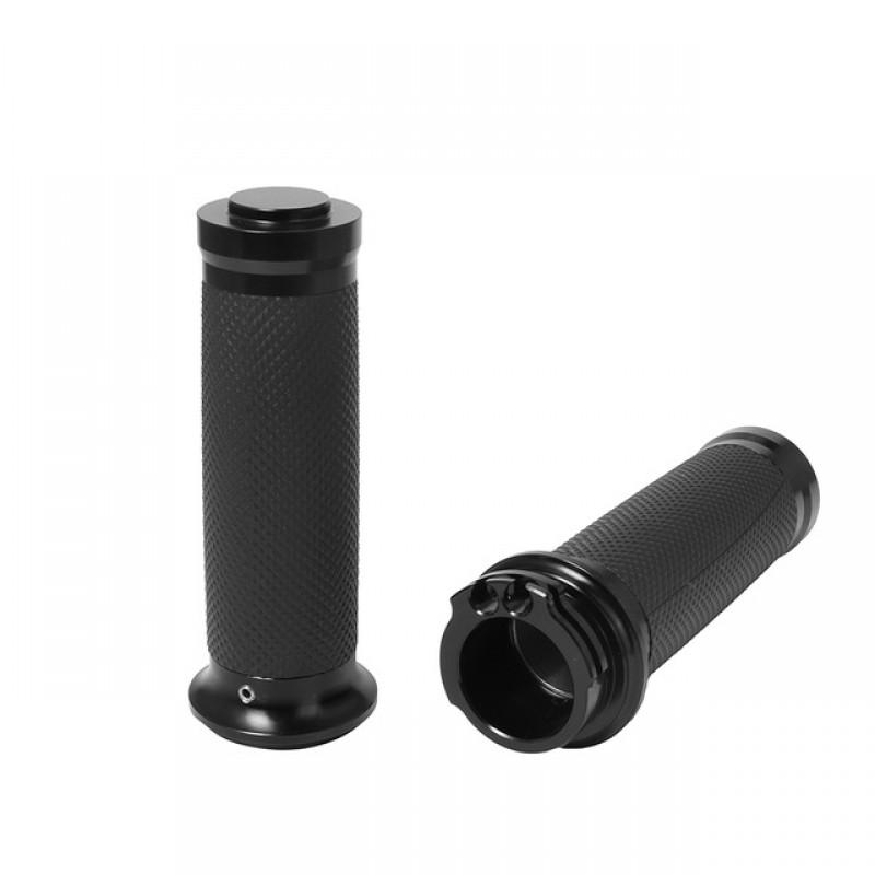 Universal 25mm Motorcycle Handlebar Grips Retro Style Black Rubber Harley Custom Bike