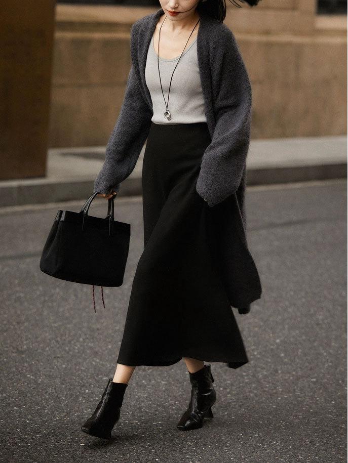 Soft & Smooth Wool-Blend A-line High-Waisted Skirt - Autumn/Winter Collection