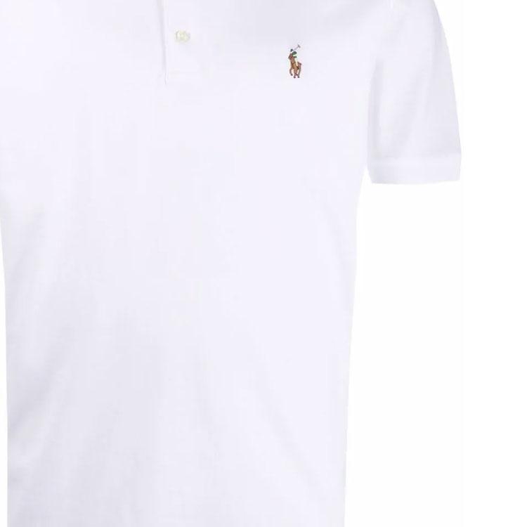 Polo Ralph Lauren SS22 Solid Plain Knit Short Sleeve Polo Shirt Men Tops White 710713130-003