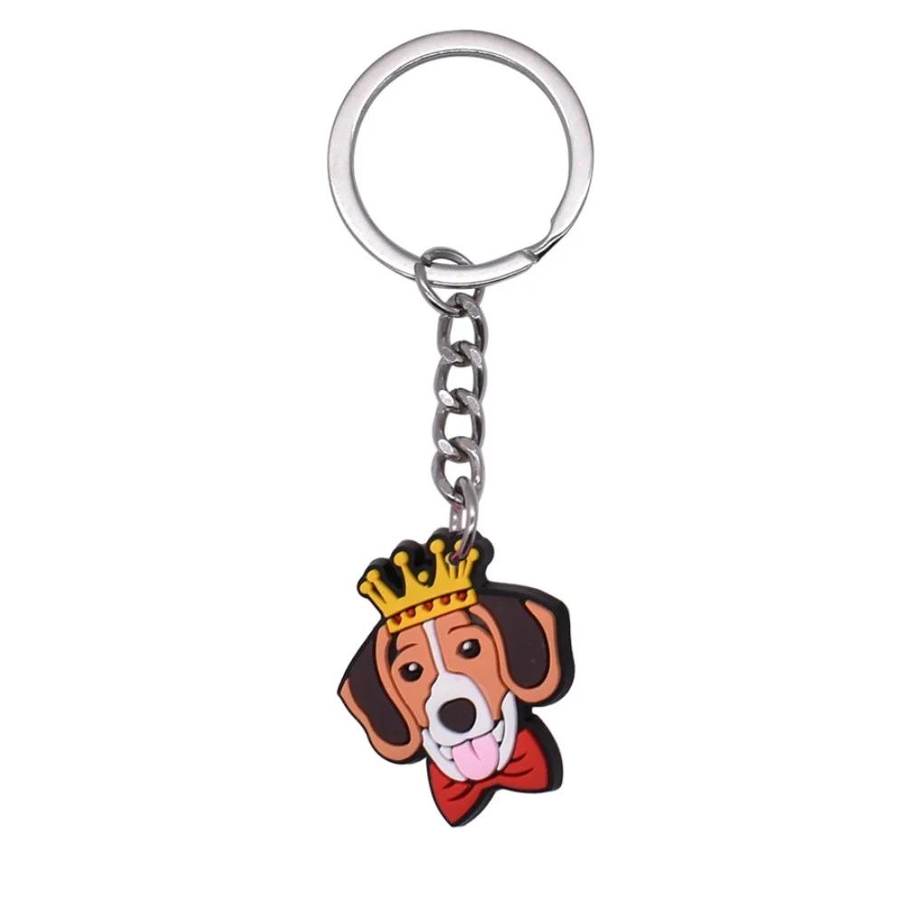 New Arrival Adorable Pet Dogs PVC Soft Keychains Bag Hanging Pendant Car Keyrings Animals Key Chains Accessories Wholesale Gift