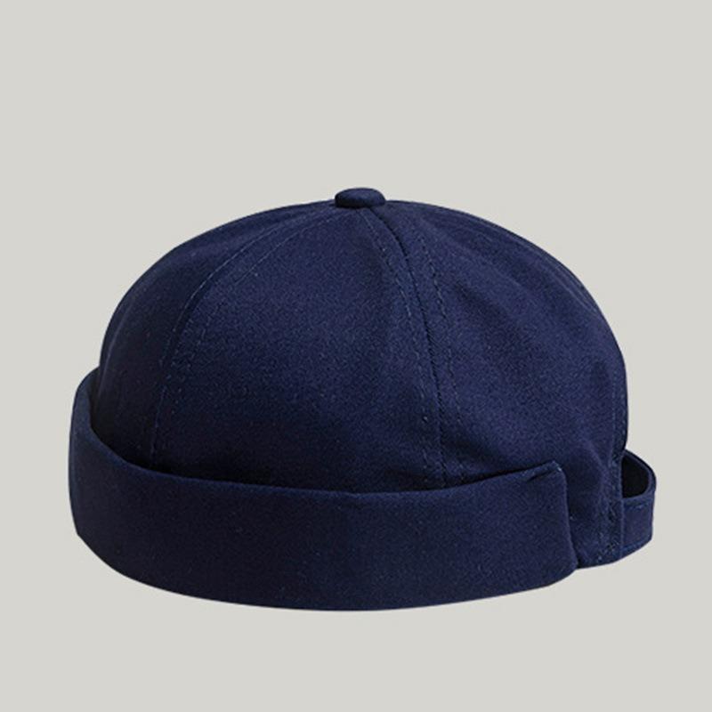 Hip-hop hats for men and women, breathable fashion cotton yuppie landlord solid color street beanless melon fur hat