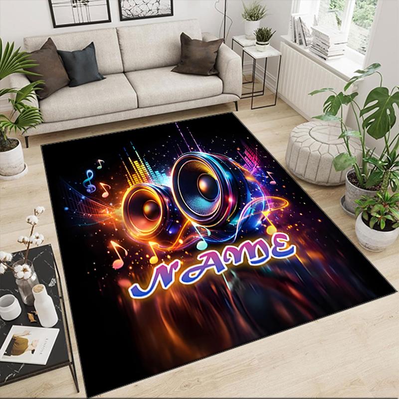 1PC Custom Name Music Night Party Theme Floor Mat Ideal for Living Room, Game Rooms, Office, Bedroom,Floor Mat Playful Design
