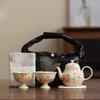 Pure Hand-painted Teapot Teacup Camping Travel TeaSet Outdoor Picnic Portable Tea Bag 1Pot 2Cups Kung Fu Tea Maker Birthday Gift