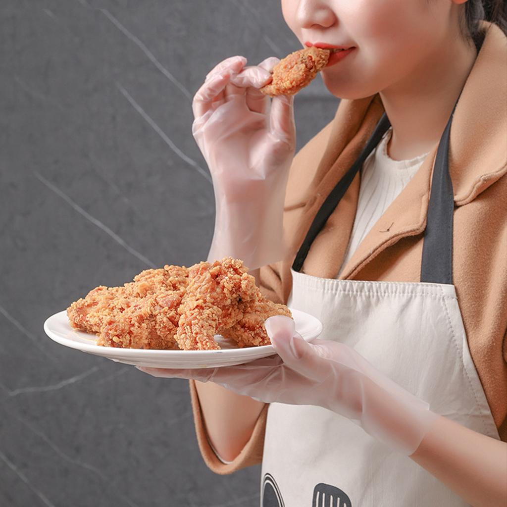 100PCS Disposable TPE Gloves Thicken Transparent Food Grade for Kitchen Baking Cooking Cleaning
