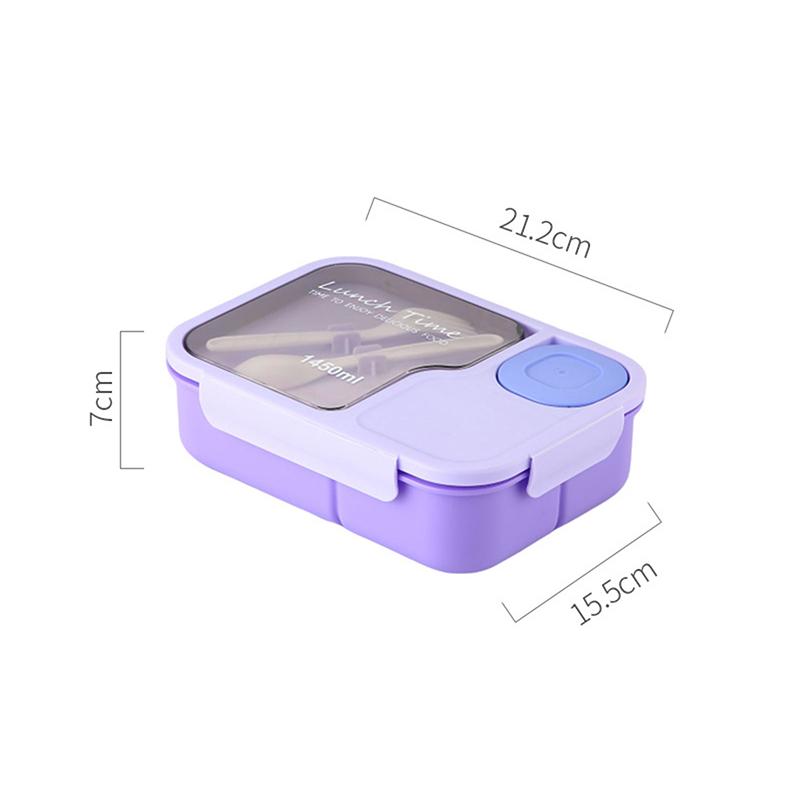 

Коробка для ланча Bento для детей, девочек, мультяшных студентов, кавайных, милых, с подогревом, 3 сетки, для сэндвичей, закусок, специальная столовая, для хранения продуктов фиолетовый