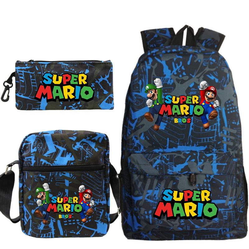 Super Mary Three-Piece Schoolbag, Male And Female Students, Large-Capacity Schoolbag, Shoulder Bag, Pencil Case.