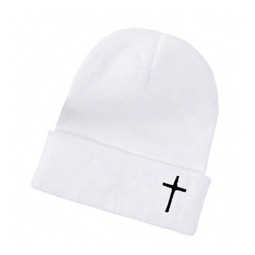 1pc Winter Knitted Cap Soft Warm Ski Hat Unisex Autumn Winter Warm Casual Hats Crochet Embroidery Cap