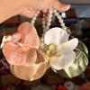 Large Capacity Butterfly Orchid Handbag Pearl Lanyard Orchid Flower Wrist Bag Wedding