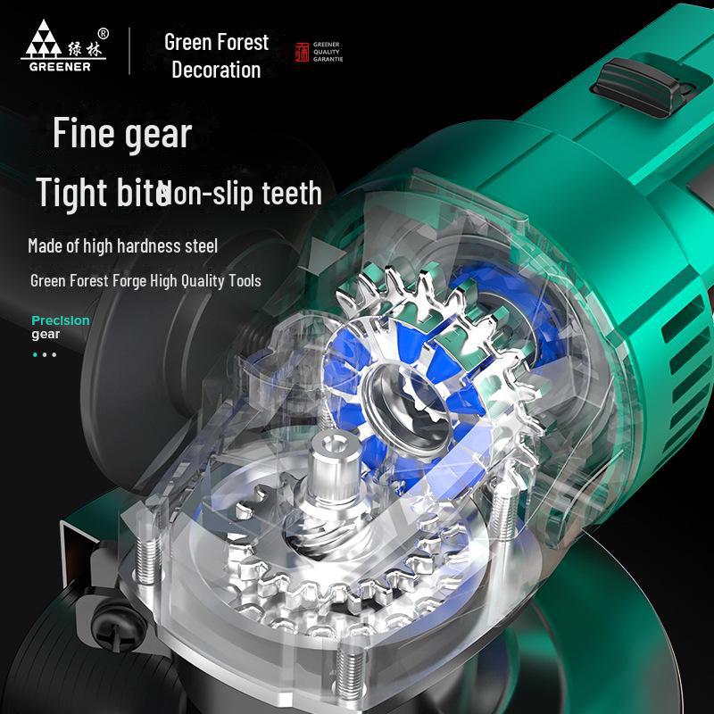 Green Forest Master Brushless Rechargeable Angle Grinder - High Power Lithium Battery for Polishing, Cutting, and Grinding.