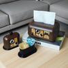 Vintage Simple Walnut Color Tissue Box Household Cat Wood Living Room Storage Carton Wooden Tissue Storage Box