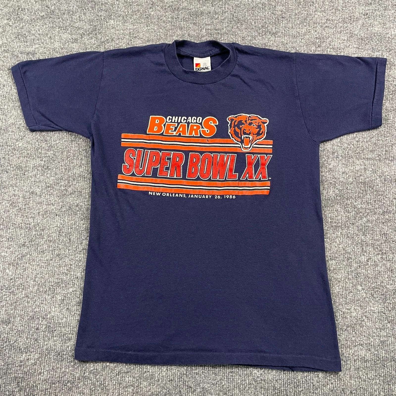 

Винтажная футболка Chicago-Bear Superbowl-XX 1986 года, размер Medium, 17x24, синяя L