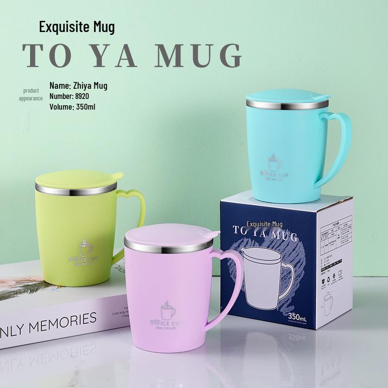 Isolierter Kaffeebecher aus 304 Edelstahl mit Deckel - Doppelschichtig, tragbar, farbiger Becher für Büro- oder Außengebrauch.