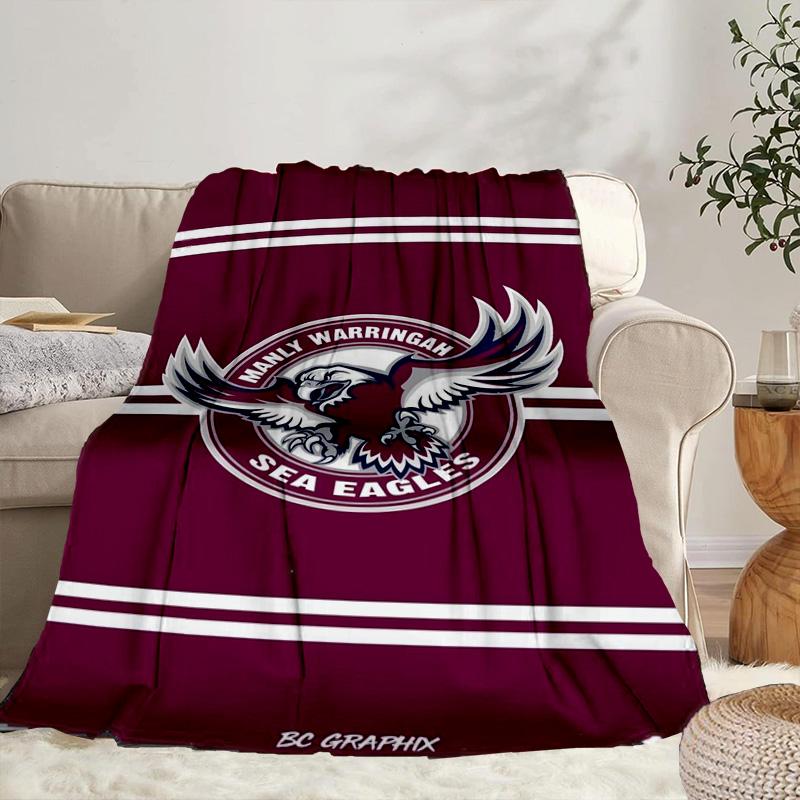 Manly Sea Eagles Crest Portable Blanket/Soft Blanket Bedding Blanket Suitable for Travel Camping Living Rooms Offices Sofas Fan Gifts