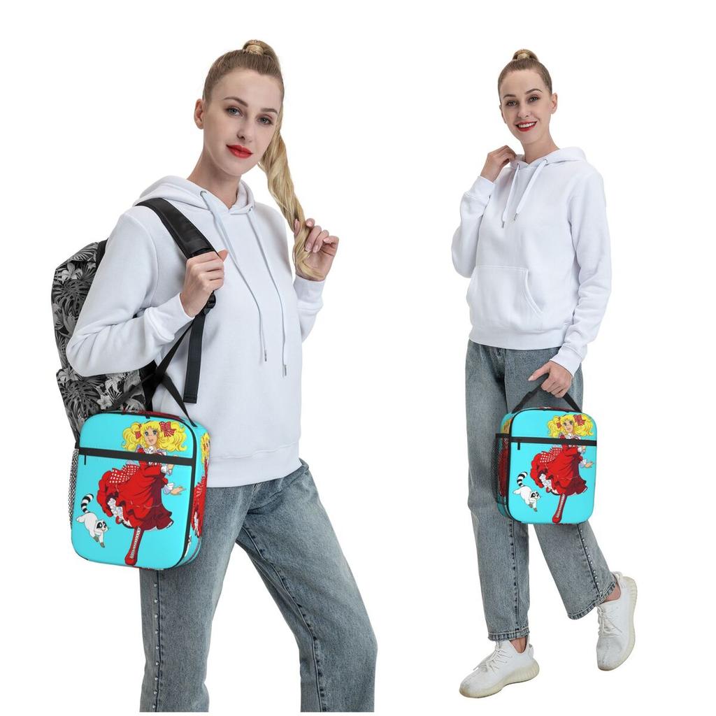 Candy Candy Snow Capucin Insulated Lunch Bag for Women Children Leakproof Food Boxes Thermal Lunch Box Tote