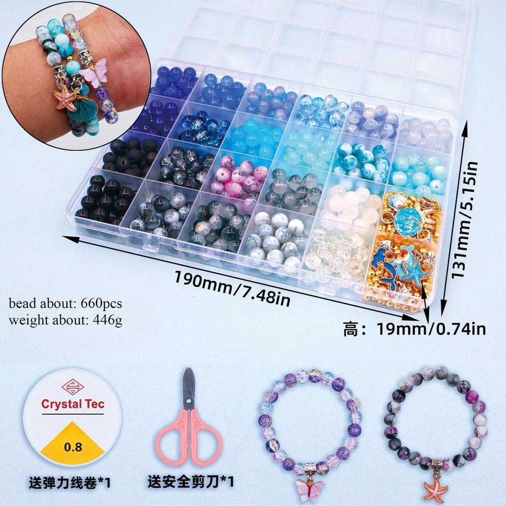 Gemischtfarbige Kristallglasperlen-Set Perlenarbeiten DIY Bekleidungsperlen-Zubehör Armband-Zubehör Material-Set Bastelbedarf