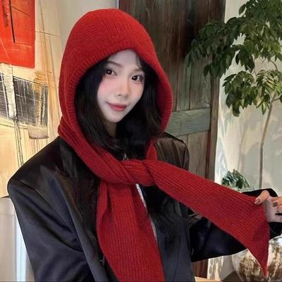 Strickmütze & Schal-Kombination im koreanischen Stil: Warme Winter-Sturmhaube mit Ohrenschutz