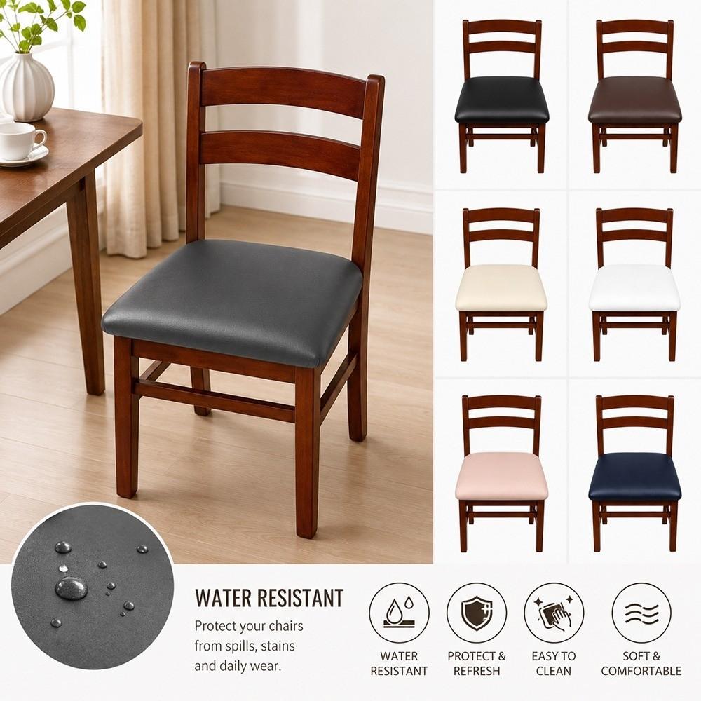 Stretchable Chair Cushion Cover PU Fabric Stool Cover Solid Color Seat Cover