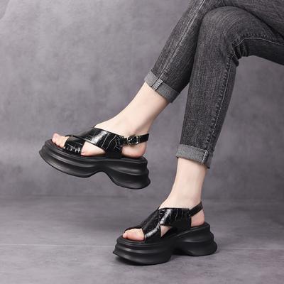 Ladies Thick-soled Square-heeled Slippers New Sandals Outdoor Beach Open-toed High-heeled Shallow-mouth Casual Women's Shoes
